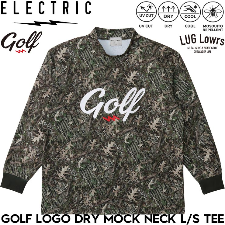 Rakuten - ELECTRIC GOLF エレクトリック ゴルフ GOLF LOGO DRY MOCK NECK L/S TEE - TREECAMO ドライ素材 長袖Tシャツ ロングスリーブTEE モックネック ロンT メンズ レディース ゴルフウェア EG26ST11 26SP 日本代理店正規品