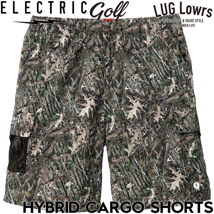 ELECTRIC GOLF ハイブリッドカーゴショーツ 「 HYBRID CARGO SHORTS 」 E26SP10 ELECTRIC GOLF から登場した「HYBRID CARGO SHORTS」。 ゴルフやアウトドア、タウンユースまで幅広く対応する機能性ショーツです。 軽量で快適なナイロン素材をベースに、動きやすさを考慮した設計を採用。 ウエストはイージー仕様で、ラウンド中のスイングやアクティブな動きにもストレスなく対応します。 両サイドには収納力の高いカーゴポケットを配置。 メッシュポケットやベルクロ付きフラップポケットなど、ギアや小物を整理しやすい機能的なディテールが特徴です。 さらにDカン付きのベルトループやドローコード仕様のウエストなど、 アウトドアシーンでも便利なディテールを備えています。 ゴルフスタイルはもちろん、 サーフ・キャンプ・タウンユースにも馴染む ELECTRICらしいテックショーツに仕上がっています。 カラー：TREE CAMO ※総柄デザインの為、実際のパターンと異なる場合があります。 素材：ナイロン100% サイズ M ウエスト78-100cm/股下21cm L ウエスト84-106cm/股下22cm XL ウエスト90-112cm/股下23cm ※サイズはメーカーサイトの表記になります。 ※メール便 クリックポスト、ゆうパケットでの発送となります。 基本的にはポスト投函となり、日時時間指定は出来ません。 地域にもよりますが発送完了まで1-5日ほどかかります。 お急ぎの場合はご相談下さい。 別料金になりますが速達対応も可能です。ご希望の方はご連絡下さいませ。 ※お使いのモニターや機種によって、色の見え方が掲載の写真と異なる場合がございます。 ※ブランドまたはアイテムにより、表記のサイズに若干の差がある場合がございます。 ※販売価格は入荷の時期によって変動する場合があります。予めご了承下さいませ。 ※店頭や他サイトでも販売しておりますので、随時在庫が変動しております。 ご注文が確定しても、タイミングによっては商品がご用意出来ない場合がございます。 メーカー取り寄せになる場合がございますので、お急ぎの場合、お届けご希望日がある場合は、 お手数ですがメール、お電話にてお問い合わせ下さいませ。 ご注文後にやむを得ずキャンセルをされる場合は30分以内にキャンセル手続き、または当店にご連絡をお願い申し上げます。 30分を経過しますと発送の手続きが進む為、取り消しの手数料等が発生する場合がございます。何卒ご了承下さいませ。 #electric #electriccalifornia #electricgolf #エレクトリック #golfwear #ゴルフウェア #ゴルフショーツ #ゴルフコーデ #カーゴショーツ #ハイブリッドショーツ #ナイロンショーツ #アウトドアファッション #ストリートファッション #メンズファッション #luglowrs