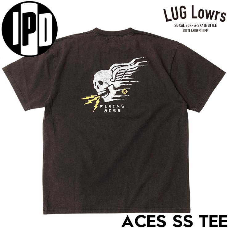 Rakuten - IPD アイピーディー Tシャツ 半袖 メンズ プリントTシャツ バックプリント スカル ロゴ 綿100% ACES SS TEE IPDSSAC-1121 BLK 日本代理店正規品
