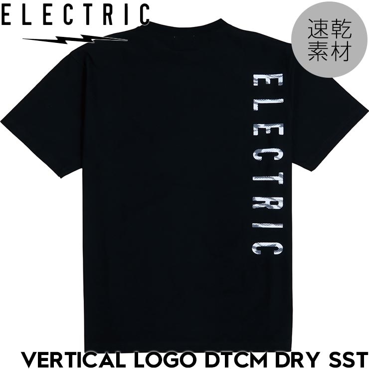 Rakuten - 【楽天スーパーセール 対象商品】 ELECTRIC エレクトリック 半袖Tシャツ ドライ 吸湿速乾 UVカット 接触冷感 防蚊 VERTICAL LOGO DTCM DRY S/S TEE E25MT02 BLK 日本代理店正規品