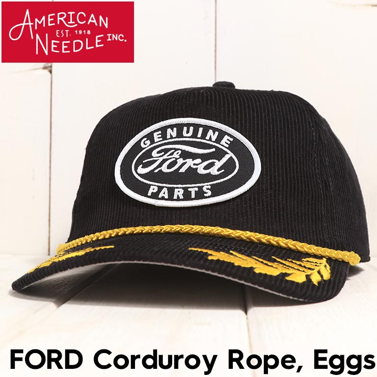 乐天商城 - AMERICAN NEEDLE アメリカンニードル FORD Corduroy Rope, Eggs BLACK スナップバックキャップ 帽子 SMU724B-FORD 日本代理店正規品