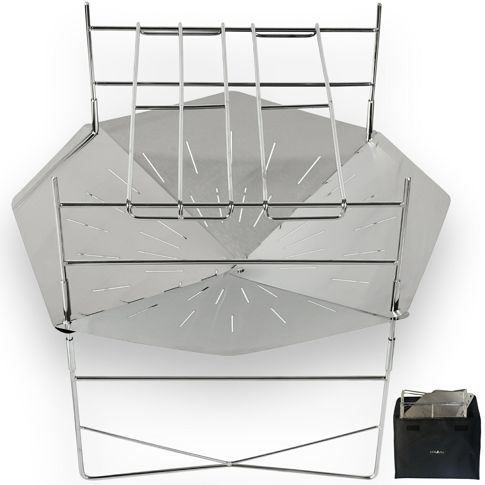 焚き火台 大型 【LUHANA 八炎 YAEN】コンパクト ソロ キャンプ 直径45cm 薄型 軽量 B4収納 折りたたみ 焚火台 八角形