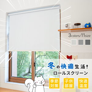 【冬の快適な住まい作り】ロールスクリーン ロールカーテン 保温 防寒対策 防音 噪音軽減 既製品 北欧風 おしゃれ 無地柄 チェーン式 間仕切り 既製サイズ 表裏同色 目隠し カーテン 子供部屋 浴室 キッチン 1級遮光 ロール スクリーン 激安 送料無料