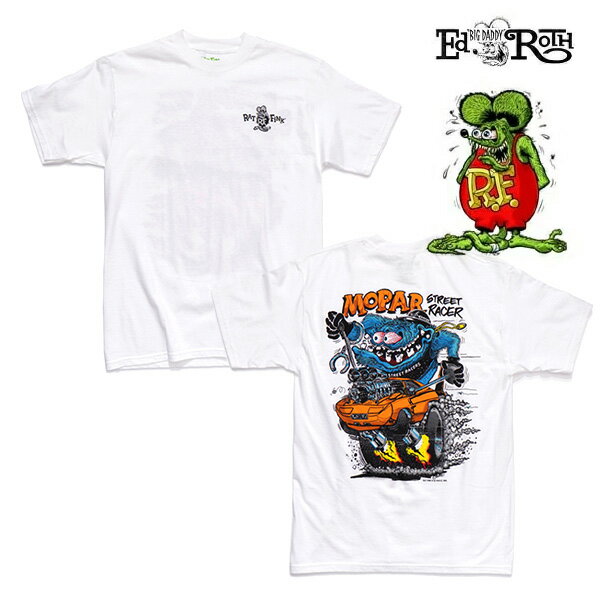 乐天商城 - ラット フィンク/Rat Fink RAT-MOPAR RATFINK MOPAR STREET TEE エド・ロス モンスター Tシャツ 半袖 ロックT バンドT ヒップホップ ロゴT 正規品 本物 ネズミ WHITE ホワイト カジュアル アメカジ プリント バックプリント ストリート【ネコポス】