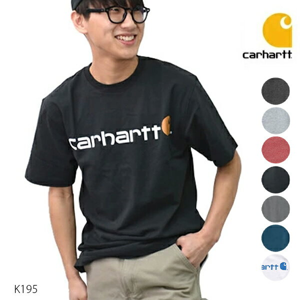 カーハート Tシャツ メンズ カーハート/carhartt Men’s K195 Short-Sleeve Logo T-Shirt メンズ トップス Tシャツ T-Shirt ブラック ヘザーグレー 022 ロゴ ネック 半袖Tシャツ　【あす楽】メール便可