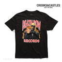 クルックスアンドキャッスルズ/CROOKS&CASTLES 3DR10738 Death Row Snoop Flame Grills Tee Tシャツ メンズ スヌープドッグ 半袖 ロゴ ヒップホップ ラッパー BLACK ストリート シンプル