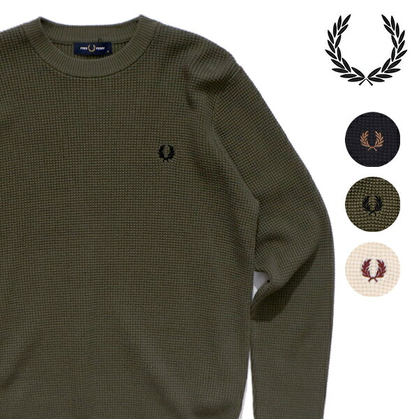 �ե�åɥڥ꡼/FRED PERRY K6507 Waffle Stitch Jumper ��åե� ���ƥå� �����ѡ� Ĺµ �˥å� ���롼�ͥå� ��˥���...