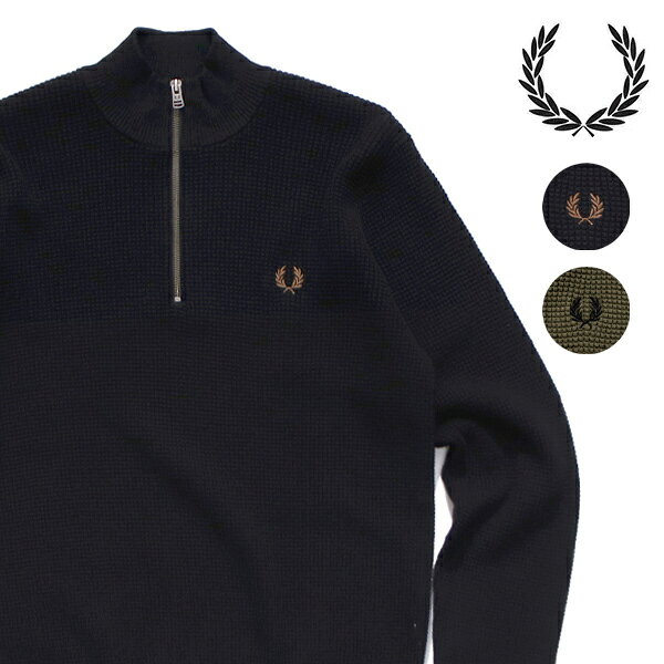 �ե�åɥڥ꡼/FRED PERRY K8557 Waffle Stitch Half Zip Jumper ��åե� ���ƥå� �ϡ��ե��å� �����ѡ� Ĺµ...