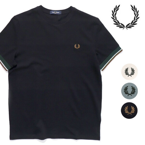 乐天商城 - フレッドペリー/FRED PERRY M2396 TWIN TIPPED CUFF TEE リンガーTシャツ 半袖 TEE Tシャツ ロゴ シンプル コットン ユニセックス メンズ レディース トップス 無地 ロゴ 刺繍 上品 カジュアル 高品質 【送料無料】