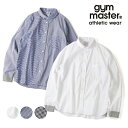 ジムマスター/gym master G233732 2WAYショールカラー長袖シャツ バンドカラー コットン トップス ユニセックス メンズ レディース ホワイト ストライプ【ネコポス発送】