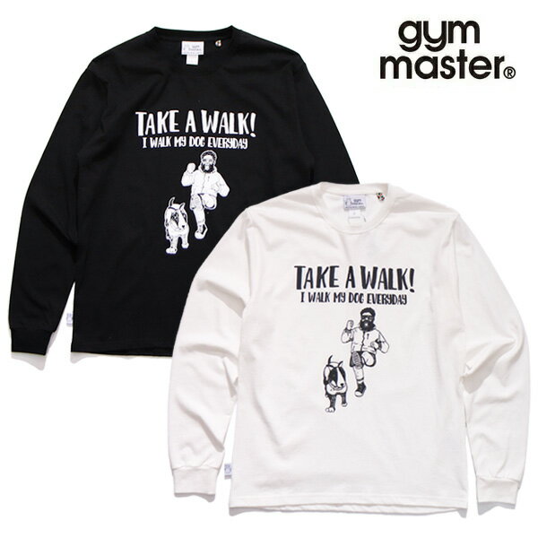 ジムマスター/gym master G621746 7.4oz TAKE A WALKロンTEE 長袖 クルーネック ラバープリント 秋の新作 秋冬 ポップ 綿100％ コットン トップス ユニセックス メンズ レディース ホワイト ブラック【ネコポス発送】