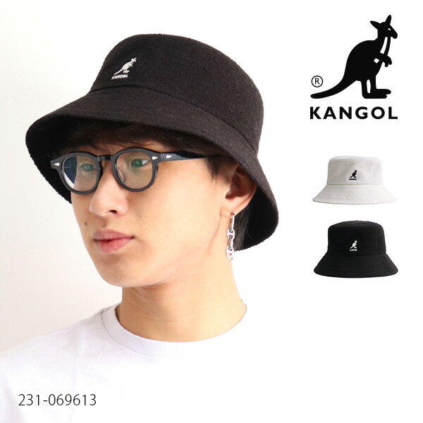 楽天LuLu Gardenカンゴール/KANGOL 231-069613 BERMUDA BUCKET ロゴ バケット ハット 帽子 メンズ レディース ユニセックス ストリート カジュアル キャップ パイル素材 BLACK WHITE タオル地【ネコポス発送】