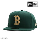 ニューエラ/NEW ERA 13751170 59FIFTY MLB Leather Logo ボストン・レッドソックス ダークグリーン CAP 帽子 メンズ レディース ユニセックス 5950 レザーパッチ