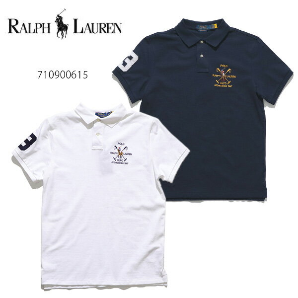 ポロ ラルフローレン【POLO RALPH LAUREN】710900615 カスタム スリム フィット メッシュ ポロシャツ ポニー ロゴ コットン ゴルフ 半袖 トップス WHITE NAVY【あす楽】【送料無料】のサムネイル