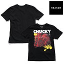 リーズン/REASON CKY-24 CHUCKY チャッキー Tシャツ 半袖 TEE ロックT メンズ レディース トップス コットン 綿100% キャラクター イラスト ポップ コラボ ホラー映画 チャイルド・プレイ BLACK ブラック【ネコポス発送】
