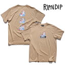リップンディップ/RIPNDIP RNDFAL24162 Afternoon Snack Tee 半袖 Tシャツ ネコ ストリート スケーター ユニセックス メンズ レディース 猫 バックプリント コットン 綿100% クルーネック トップス 夏服 Almond アーモンド【ネコポス発送】