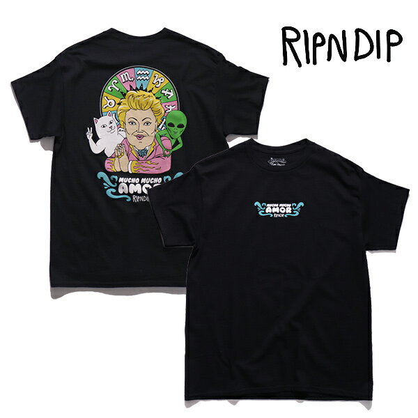 リップンディップ/RIPNDIP RNDWM15 Mucho Mucho Amor Tee 半袖 Tシャツ ネコ ストリート スケーター ユニセックス メンズ レディース 猫 バックプリント コットン 綿100％ クルーネック トップス 夏服 Black ブラック【ネコポス発送】