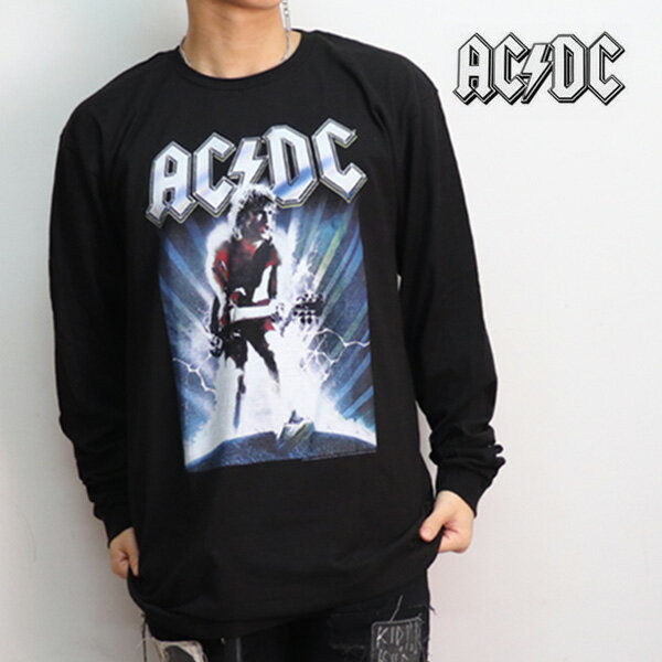 エーシーディーシー / AC/DC L/S TEE ロンT バンドT 長袖 メンズ レディース シンプル ロック バンド ヒップホップ ロゴ ヴィンテージ 正規品 本物 ブラック BLACK【ネコポス発送】