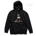 モハメド アリ/MUHAMMAD ALI HOODIE ボクサー パーカー プルオーバーフーディー 長袖 トップス ロゴ コットン BLACK ブラック メンズ レディース 元WBA WBC統一世界ヘビー級チャンピオン アメリカ【あす楽】【送料無料】