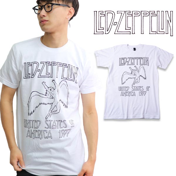 楽天LuLu Gardenレッド・ツェッペリン/Led Zeppelin US77　S/S TEE Tシャツ ロックT バンドT ヒップホップ 半袖 トップス クルーネック レッド・ゼッペリン ロゴT 正規品 本物 コットン【ネコポス発送】