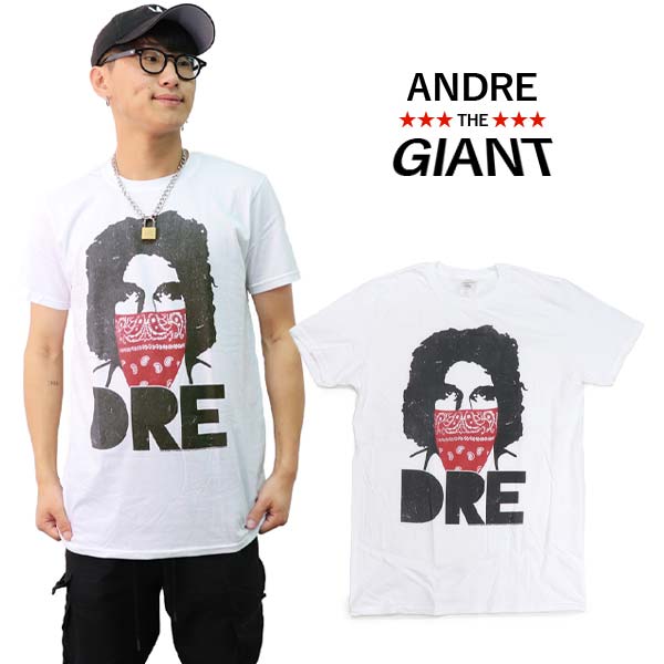 アンドレ ザ ジャイアント/ANDRE THE GIANT アンドレプリント シンプル WHITE ホワイト Tシャツ ロックT バンドT ヒップホップ ロゴT ヴィンテージ 正規品 本物【ネコポスのみ送料無料】のサムネイル