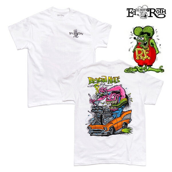 乐天商城 - ラット フィンク/Rat Fink RAT-BEYOND RATFINK BEYOND NUTS TEE エド・ロス モンスター Tシャツ 半袖 ロックT バンドT ヒップホップ ロゴT 正規品 本物 ネズミ WHITE ホワイト カジュアル アメカジ プリント バックプリント【ネコポス】