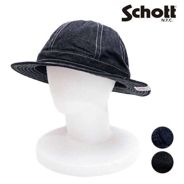 乐天商城 - ショット/Schott SC064 DENIM METRO HAT デニムメトロハット 帽子 ブルー ネイビー ロゴ ユニセックス メンズ レディース アウトドア デニムハット カジュアル【送料無料】