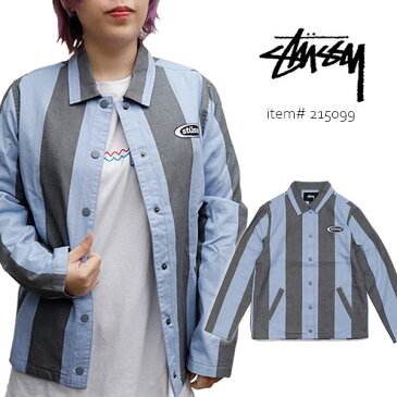 ステューシー/STUSSY 215099 ETTA STRIPED COACH JACKET レディース ストライプ トップス コーチジャケット ロゴ シンプル スチューシー 長袖 stussy BLUE 【あす楽】【送料無料】