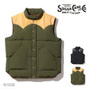 シュガーケーン/SUGAR CANE SC15222 LEATHER YOKE T/C DOWN VEST 中綿ベスト VEST ワークベスト ダウンベストオリーブ ブラック メンズ ジャケット シンプル ベーシック アウター【送料無料】