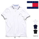 トミーヒルフィガー/TOMMY HILFIGER 78J8752 RICHARD TIPPED SS POLO ロゴ プリント ポロシャツ 半袖 メンズ レディース ホワイト ネイビー ブラック スポーティー【ネコポス発送】