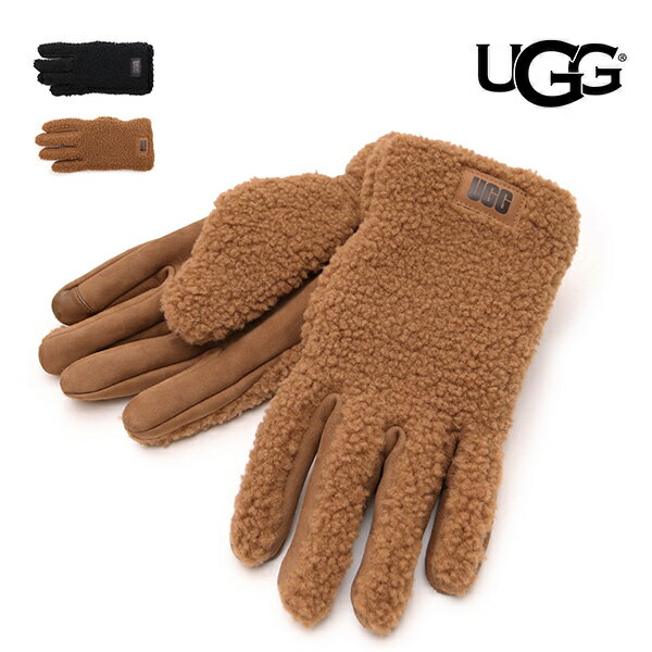 アグ オーストラリア　手袋（メンズ） アグ/UGG 101066 UGGFLUFF GLOVE 手袋 グローブ ボア フリース スマートフォン対応 ロゴ メンズ レディース プレゼント ギフト おしゃれ もこもこ ブランド 小物 防寒 秋 冬 クリスマス アウトドア 通勤 通学 正規品 CHESTNUT ブラウン BLACK ブラック【送料無料】