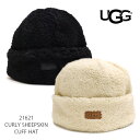 アグ ニット帽 レディース UGG/アグ 正規品 21621 CURLY SHEEPSKIN CUFF HAT シープスキン カフ ハット ボア ロゴ ビーニー ニット帽 レディース プレゼント ギフト もこもこ【ネコポス発送】