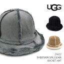 UGG/アグ 正規品 21622 SHEEPSKIN SPILLSEAM BUCKET HAT シープスキン バケットハット もこもこ ハット 帽子 レディース シープスキン プレゼント ギフト Black Chestnut Metal