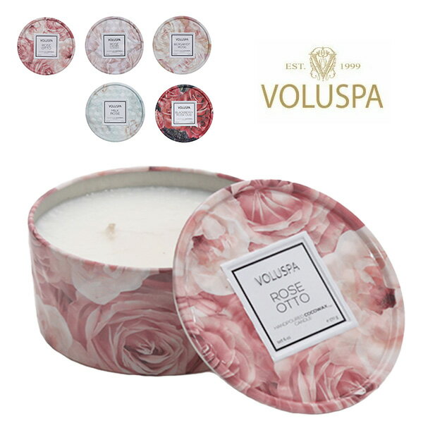 VOLUSPA/ボルスパ 522 ローズ 2-Wick ティンキャンドル Candle ヴォルスパ アロマ ハンドメイド ココナッツワックスブレンド セレブ愛用 高級 ルームフレグランス ロウソク アンソロポロジー ギフト プレゼント【あす楽】