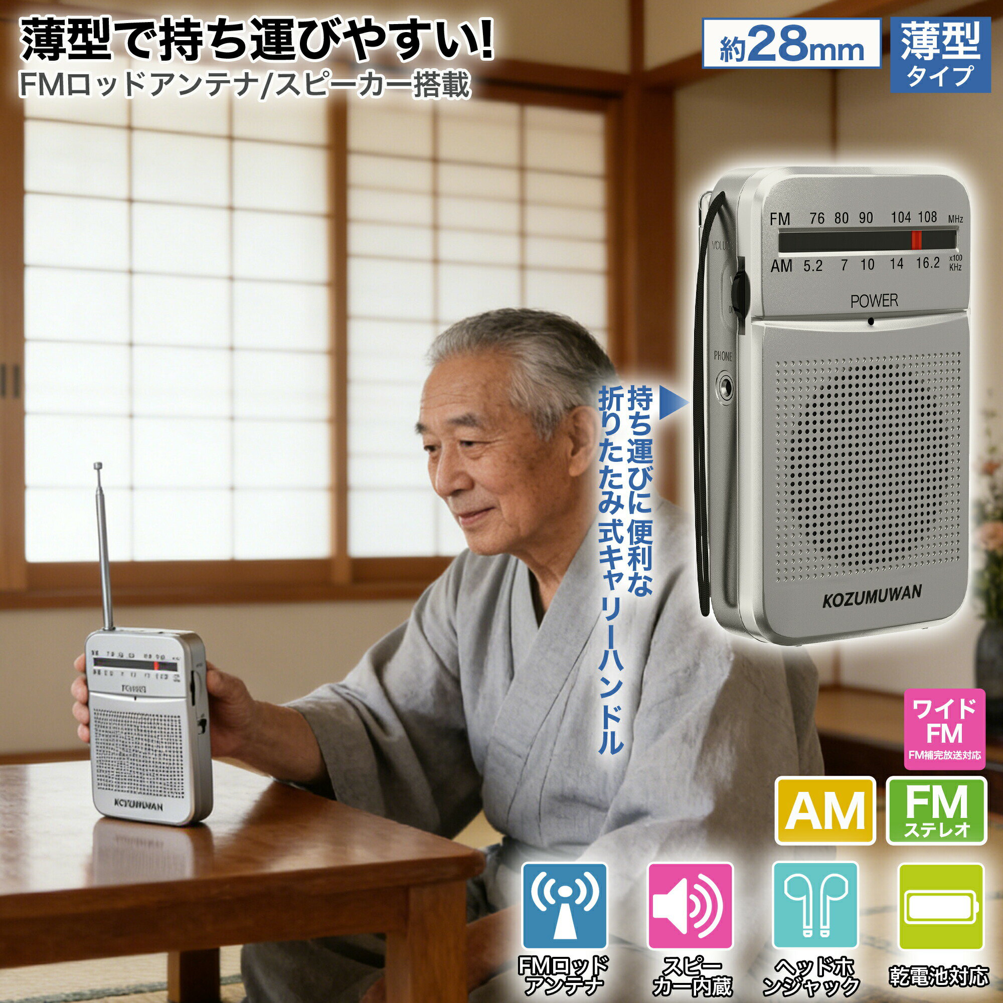 ポケットラジオ 防災ラジオ FM AM ワイドFM対応 単3電池 ミニーラジオ 小型ラジオ 携帯ラジオ 通勤ラジオ 高感度 ポータブル スピーカー付 2バンドレシーバー 高音質 受信機 充電不要 通勤用 旅行用 防災用 高感度 音楽ラジオ