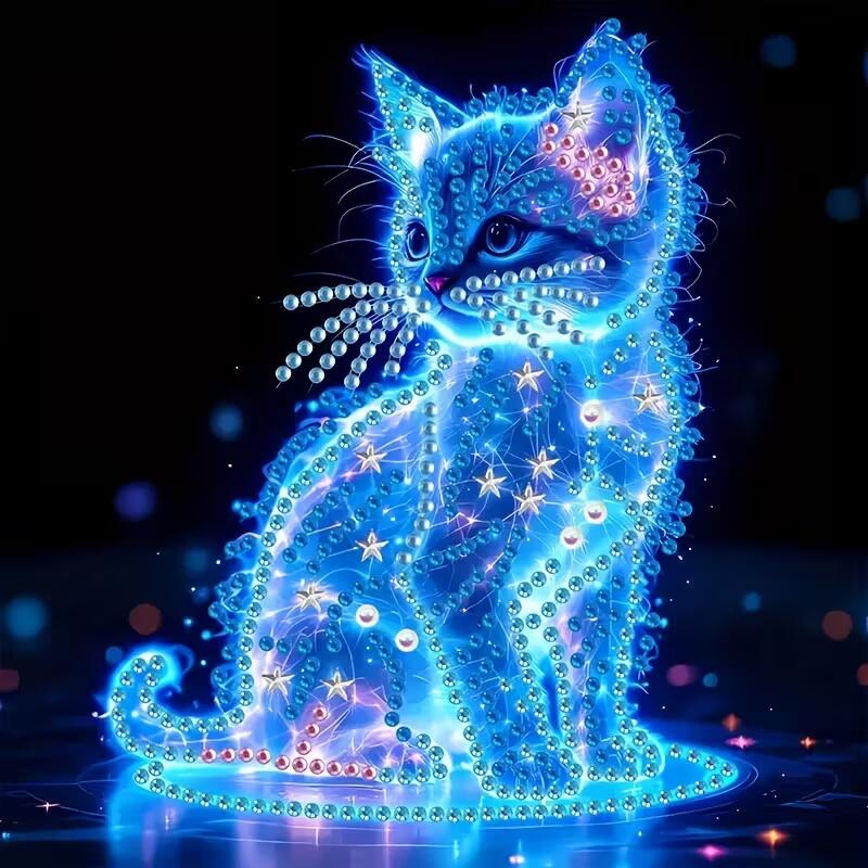 ダイヤモンドアート キット クリスタルキャット 30x30cm ダイヤモンドペインティング 5D ラインストーン ハンドメイド DIY 初心者 絵画 インテリア プレゼント 送料無料