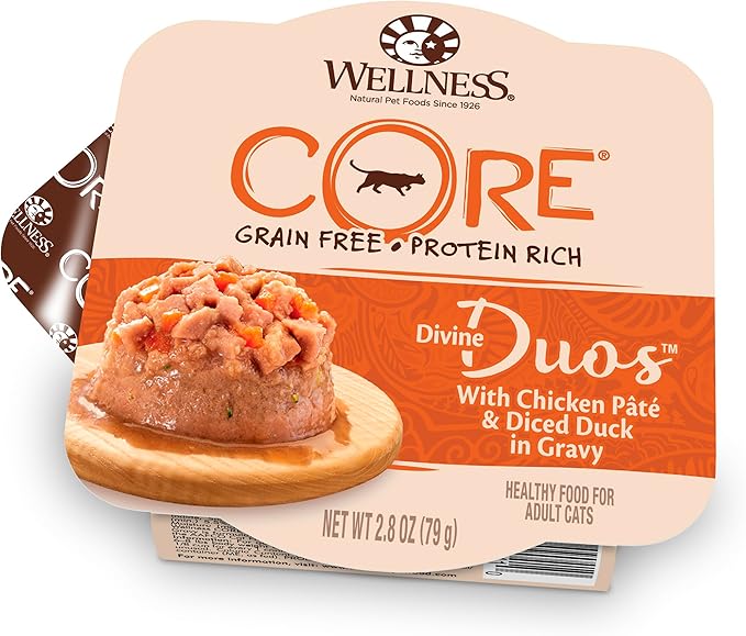乐天商城 - 【訳あり】ウェルネス 【ケース販売】ディバインデュオ(穀物不使用) チキンパテ&角切りダック 猫用 79g×24個入り (ケース販売) 076344090410