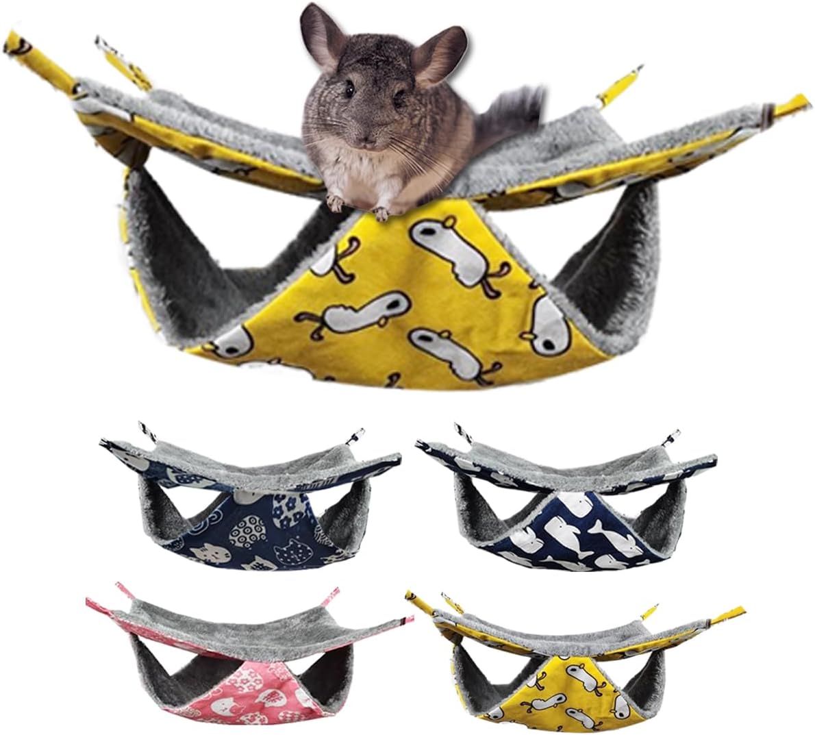 【訳あり】Micolora チンチラ ハンモック フェレット テグー ハウス 吊り下げ 夏冬両用 (イエロー) B0CTD5SM36 X0016FE6ET