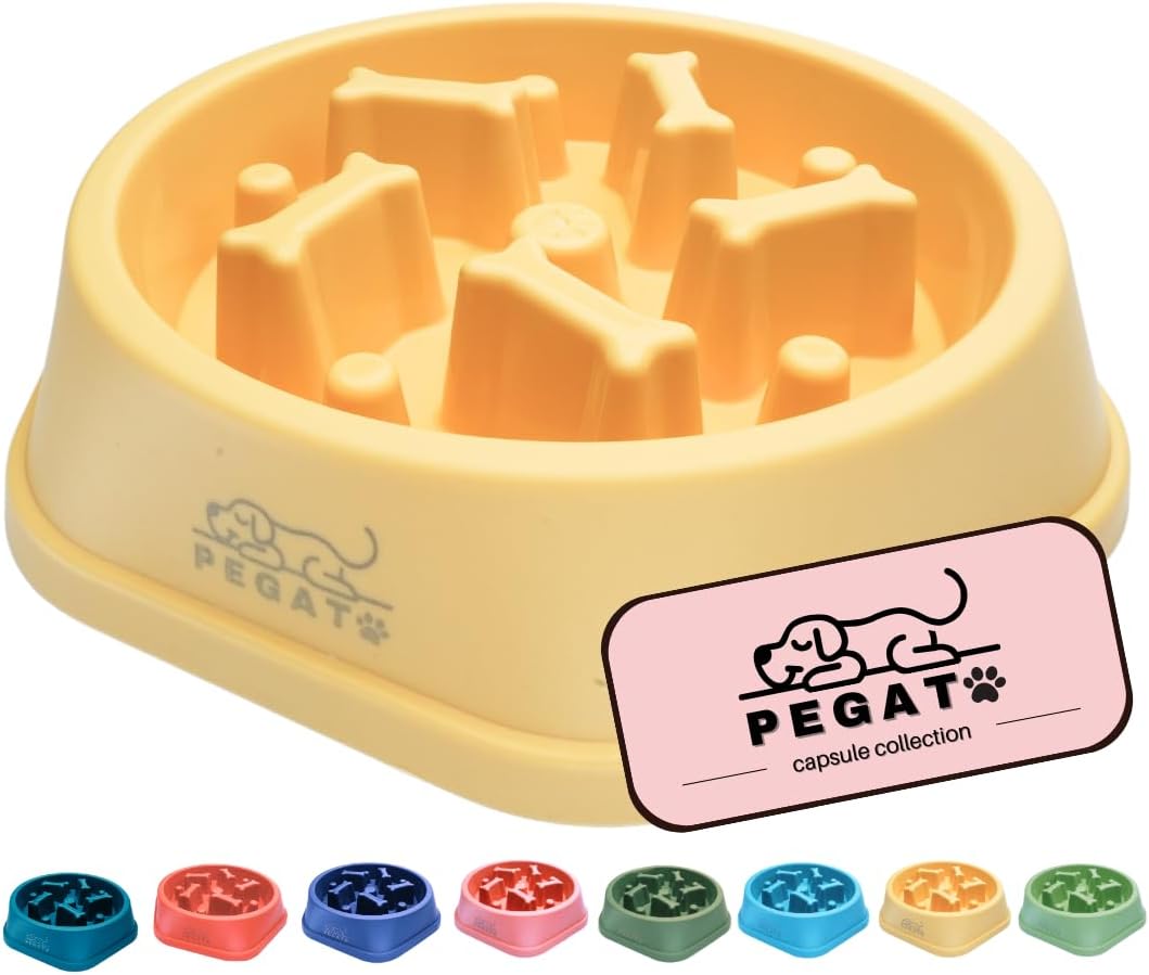 乐天商城 - 【訳あり】早食い防止 犬 食器 餌入れ 小型犬 フードボール 皿 イエロー オリジナルステッカー付 X0016IDL01 B0CT4B4W7X