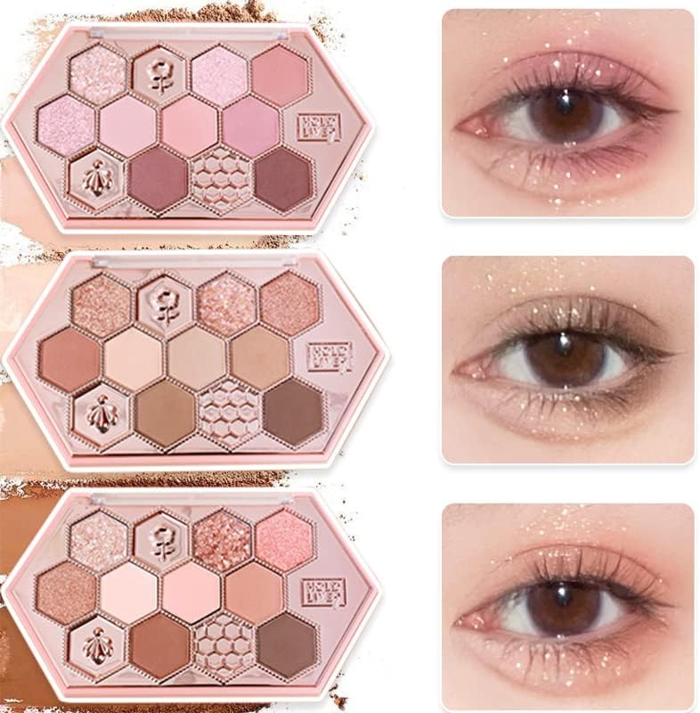 【訳あり】YAYAMIYA アイシャドウ 可愛い 蜂の巣 12色メイクパレット アイシャドウ アイシャドウパレット 蜜糖茶粉 アイシャドー ins アイシャドウブラッシュデュアルユース防水 防汗 高発色 持続する アイシャドウ 10.8g (01蜜糖茶粉)(4.0)