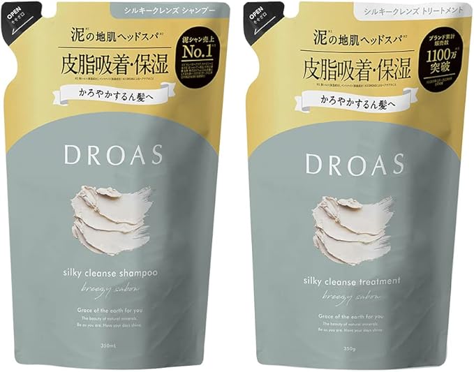 商品特長：ヘアケア 素材タイプフリー：該当なし 商品の形状：シャンプー／トリートメント ブランド：DROAS(ドロアス) ヘアタイプ：全髪質 【商品について】 【リニューアル】自宅でヘッドスパ後のような理想的な髪へ 【タイプ】シルキークレンズ 【セット内容】シャンプー・トリートメント(詰め替え) 【香り】パウダリーでさわやかなブリージーサボンの香り 【泥の地肌ヘッドスパ】サラサラとしたかろやかな髪へ 広告文責:株式会社NEORIA 0368060691 メーカー:I-ne 区分:「化粧品」 【ご購入前のご注意】 商品画像は、ご使用のモニター環境により、実際の色合いや質感と異なって見える場合がございます。 ご注文・ご入金のタイミングにより、稀に在庫欠品となる場合がございます。 欠品の場合は、ご注文をキャンセルさせていただきます。 複数点ご購入の場合、発送方法が変更となる場合がございます。 ご住所に不備がある場合、返送・再発送にかかる費用はお客様ご負担となります。 何卒ご了承くださいますようお願い申し上げます。