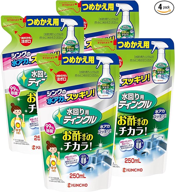 乐天商城 - 【訳あり】水回り用ティンクル お酢のチカラ シンク 洗面ボウル クリーナー詰め替え 250ml×4個【まとめ買い】