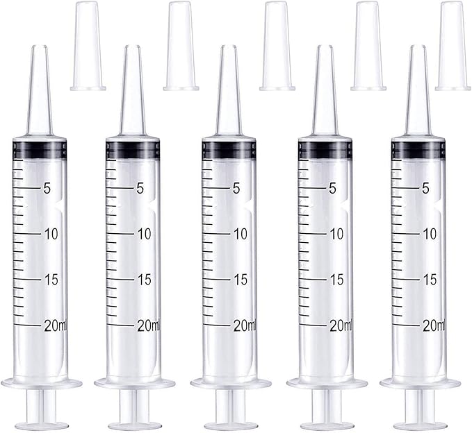 【訳あり】シリンジ 注射器 20ml 5本セット個別包装 給水 シリンジ 大容量 プラスチックオ 猫 犬 オイル 注入 洗浄 液体測定と分配 シリンジ ペット 注入器 給餌 介護補助 補修用注射器 目盛り付き (20ml)