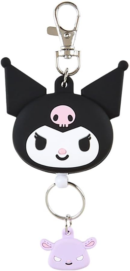 乐天商城 - 【訳あり】サンリオ(SANRIO) フェイス形リールキーホルダー クロミ キーマスコット クロミちゃん kuromi 13.5×6.1×1.8cm キャラクター 168858