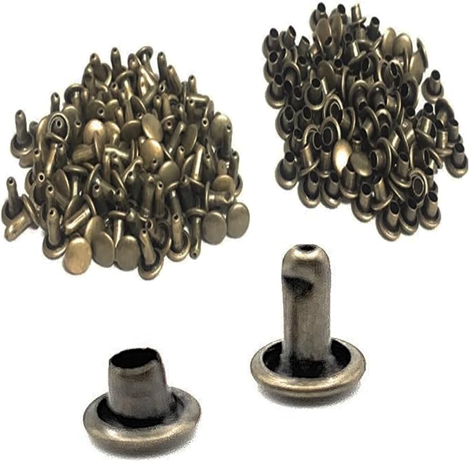 乐天商城 - 【訳あり】両面カシメ 足7mm 頭 6mm 小 アンティークゴールド ブロンズ 100組 手芸 レザークラフト ハンドメイド パーツ 革タグ キーホルダー補強 クラフトパーツ屋