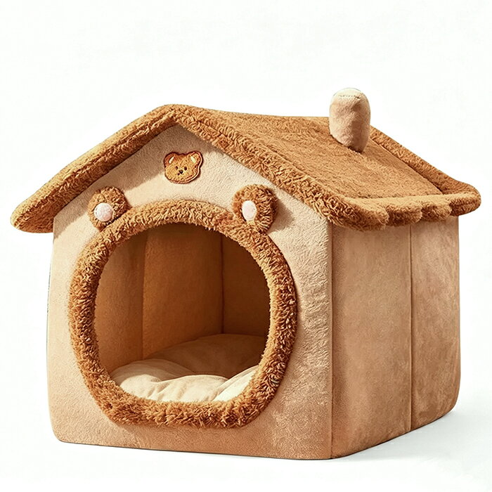 乐天商城 - ペットベッド 猫 犬 ハウス型 ペットハウス 冬用 暖かい ベッド 小型犬 猫用 ドーム型 ふわふわ クッション 室内用 防寒 洗える おしゃれ