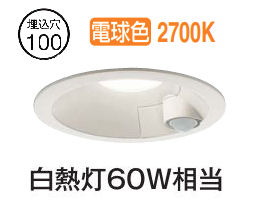 大光電機 屋内・屋外兼用人感センサー付ダウン DDL5702YW 電球色 Φ100 白熱灯60W相当 工事必要