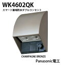 【Panasonic】スマート接地防水ダブルコンセント抜け止め式・アースターミナル付露出・埋込両用WK4602QK