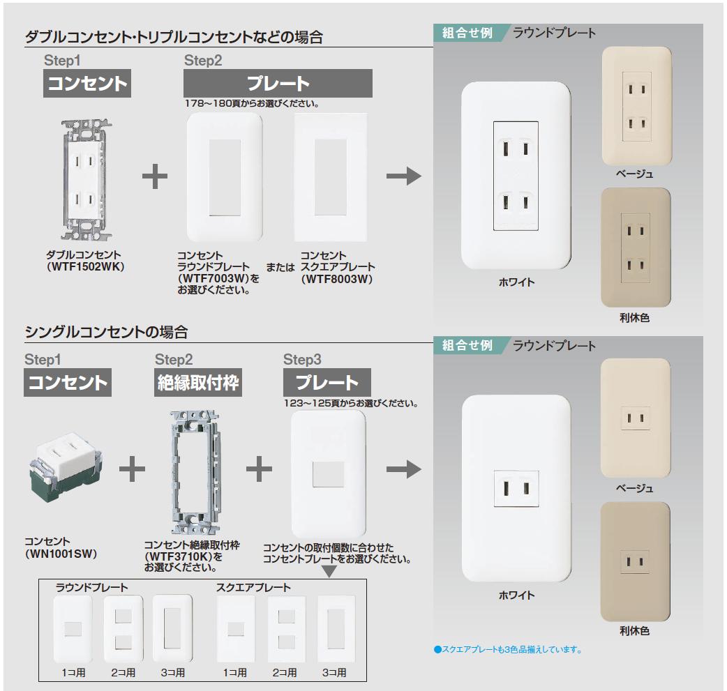 【楽天市場】【Panasonic】パナソニックコスモシリーズワイド21（コンセント・プレート組み合わせセット）埋込ダブルコンセント（金属枠