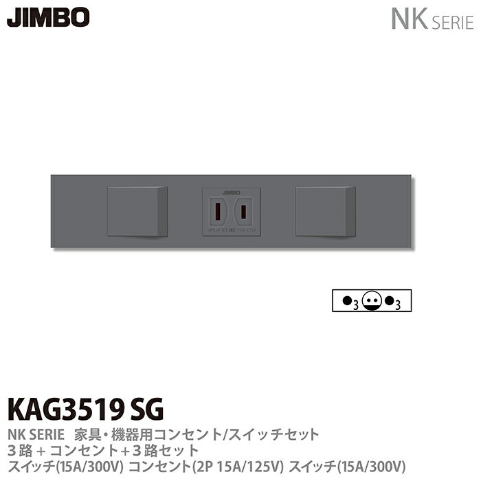 【JIMBO】神保電器NK SERIE家具・機器用コンセント/スイッチセット3路+コンセント+3路セットKAG3519（SG)